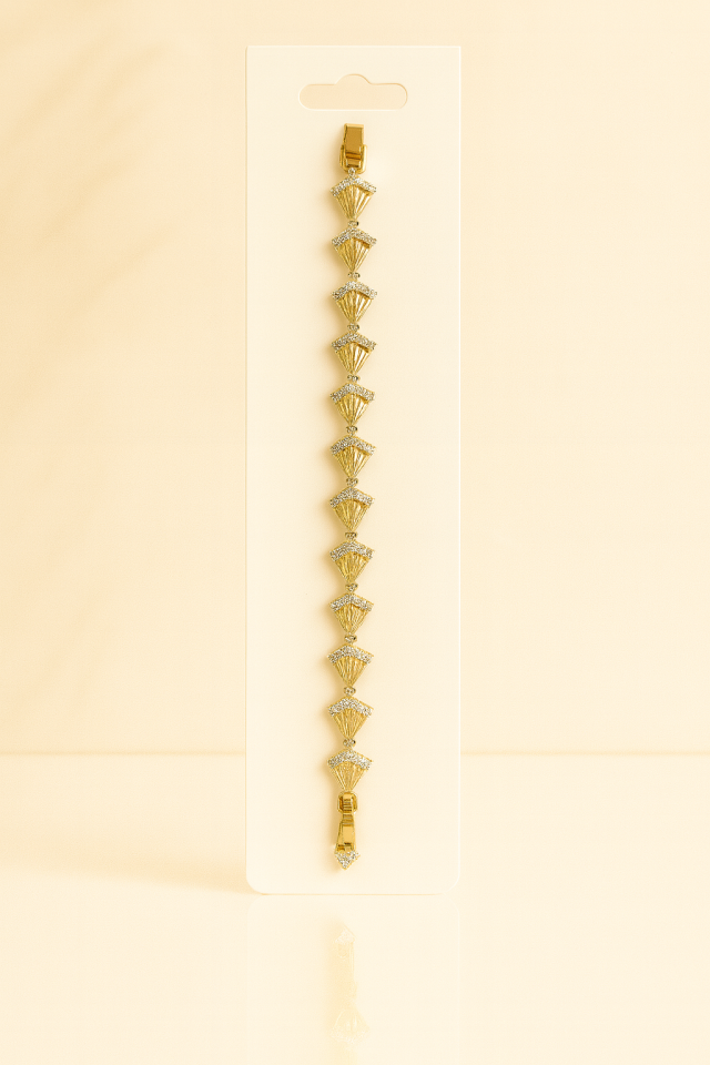 Altın Renk Özel Tasarım Taş Uç Detaylı Bileklik