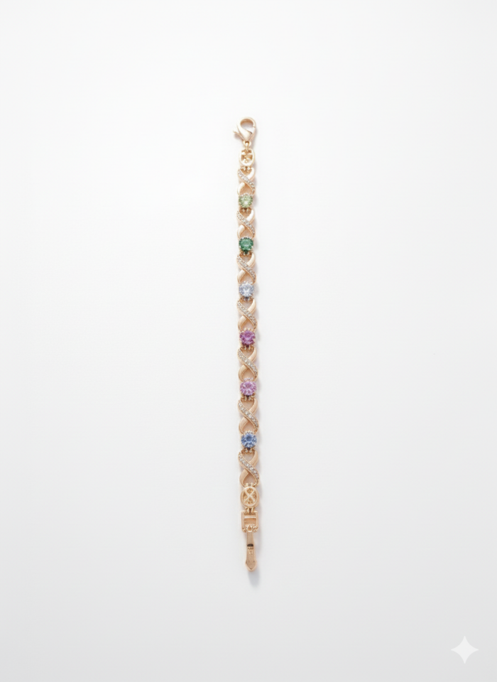 Sonsuzluk Motifli 4 Ayrı Taş Rengi  Altın Renk Bileklik