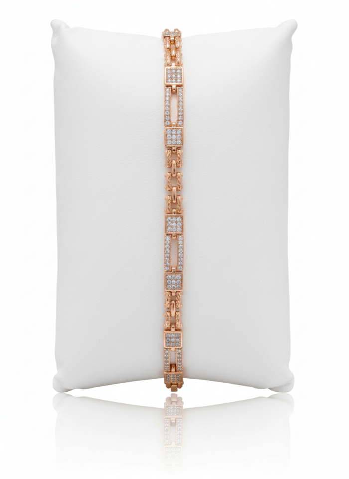 Bakır Renk Kare Taşlı Lüks Bileklik