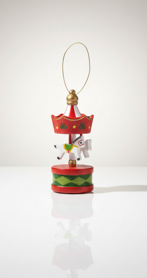 Nostaljik Ahşap Atlıkarınca Süsü / Dekoratif Figür Kırmızı