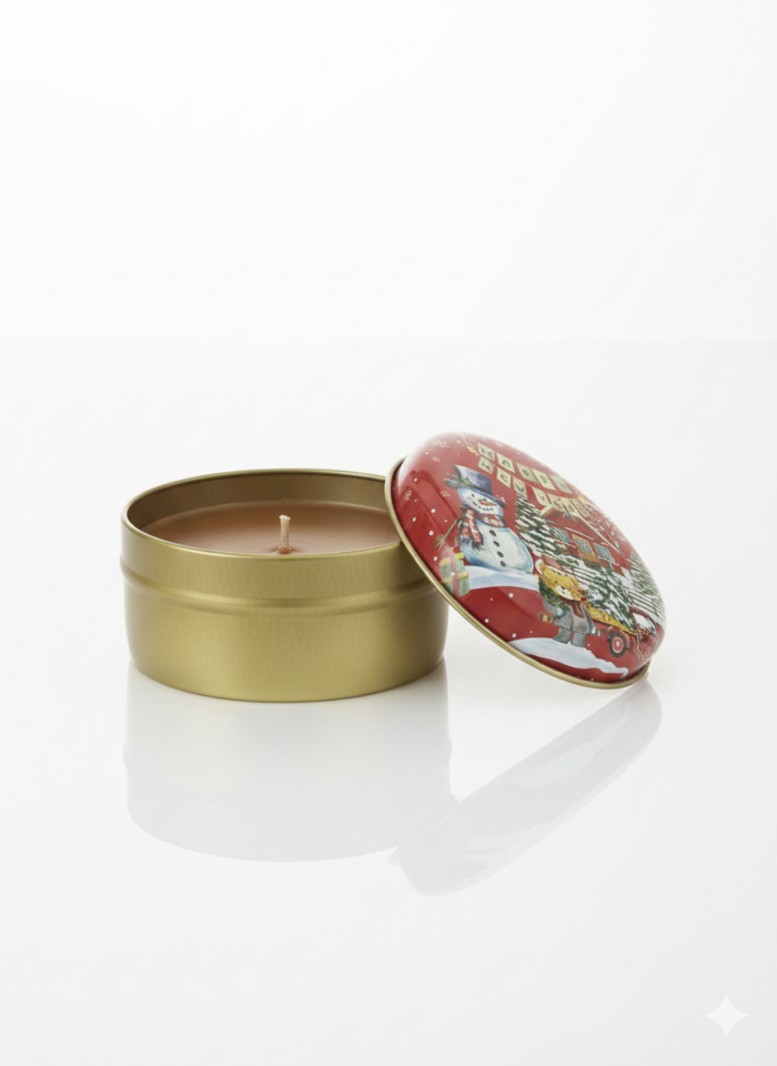 Yılbaşı Temalı Metal Kutuda Tasarım Mum