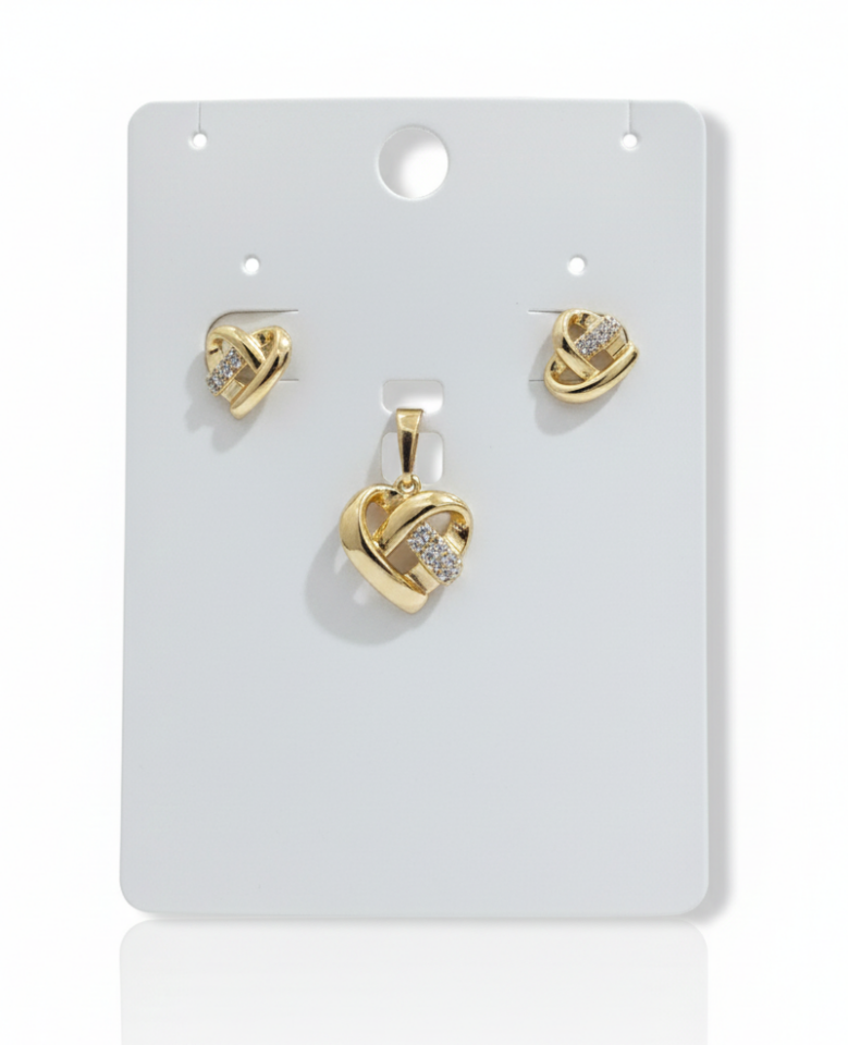 Zarif Kalp Taşlı Takı Seti (Kolye & Küpe Ucu)