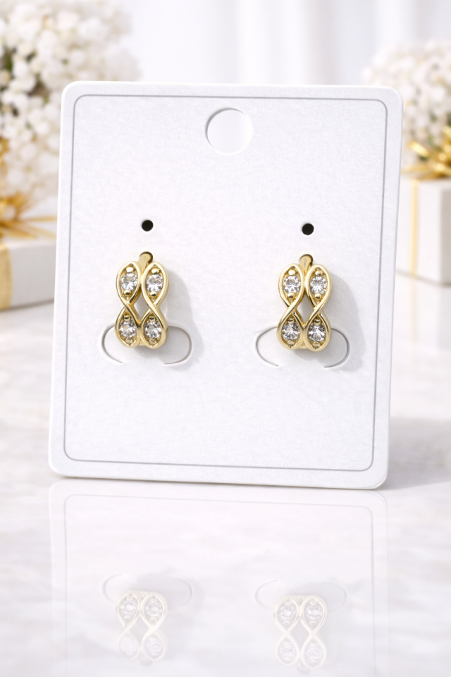 Altın Renk Sonsuzluk Figürlü Taşlı Küpe