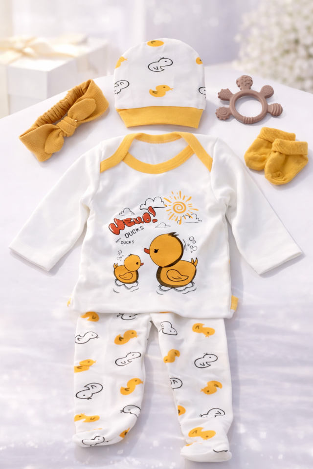 Melek Temalı Ördek Desenli  Bebek Seti Hediyelik Kutu