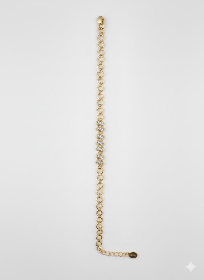 Sonsuzluk Simgeli Taş Detaylı Zincir Altın Renk Bileklik