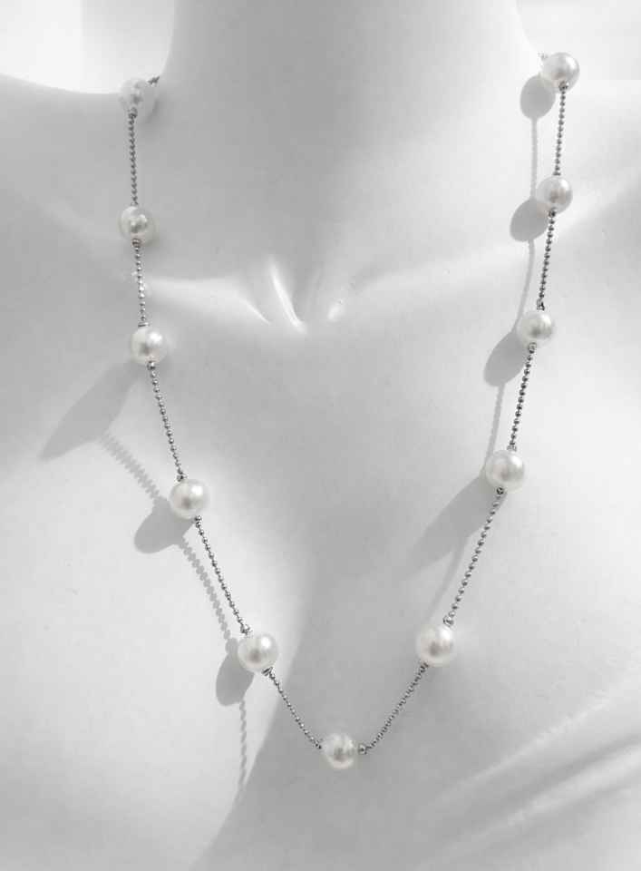 İnci Detaylı İnce Zincir Kolye