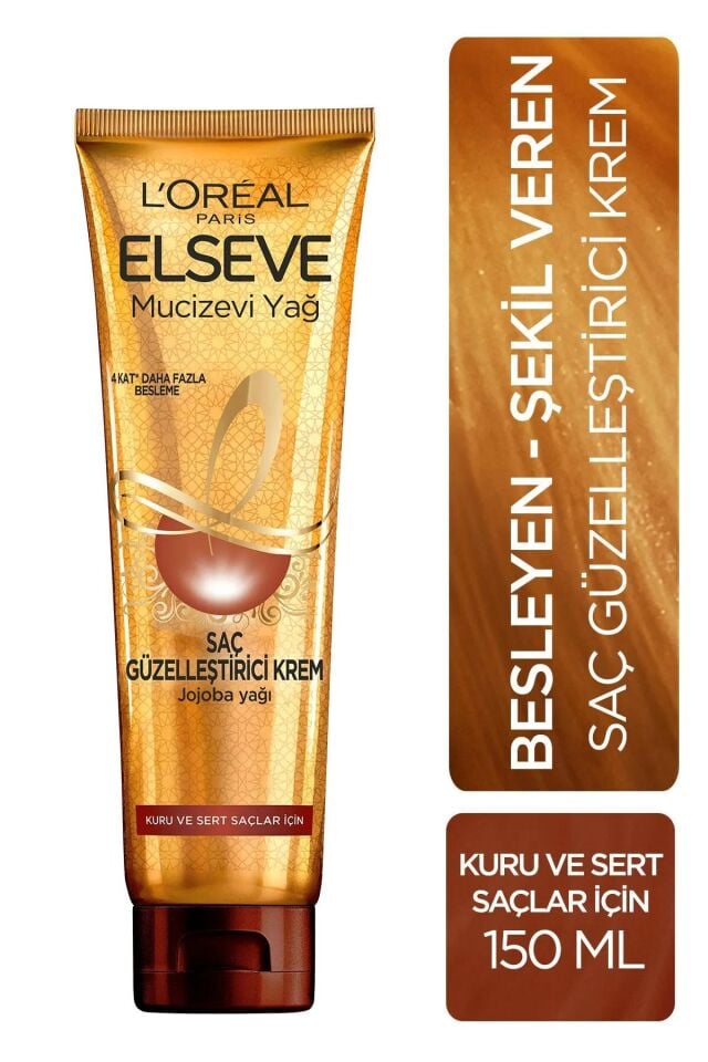 L'ORÉAL PARIS ELSEVE MUCİZEVİ YAĞ Saç Güzelleştirici Krem Jojoba Yağı Besleyici Etki Kuru ve Sert Saçlar İçin Durulanmaz 150 ML